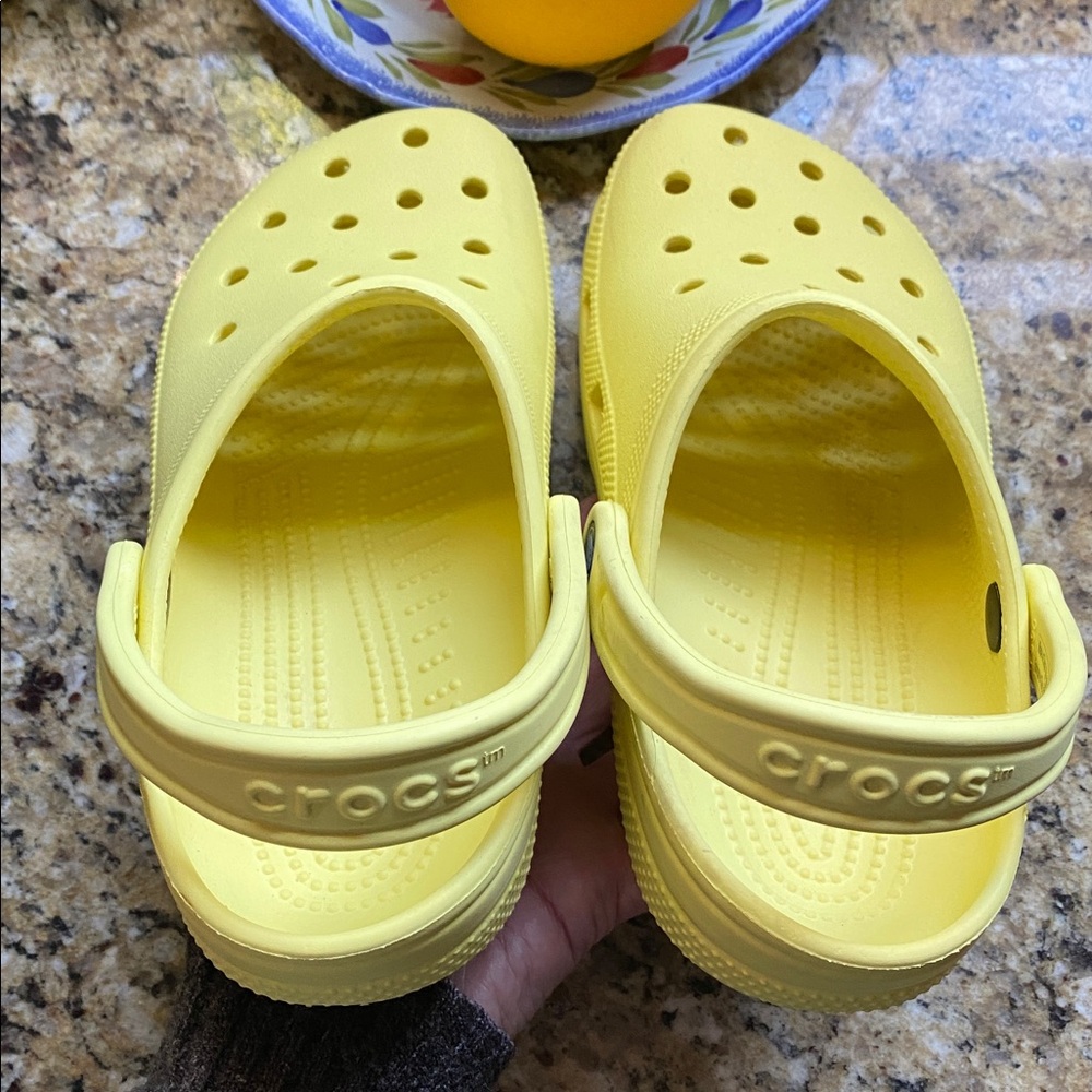 Lemon Yellow Crocs in clean condition, Women’s size 8, Men’s - 6. Wear on soles. - Picture 6 of 6